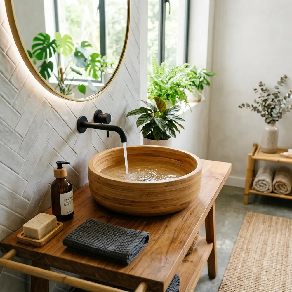 Stunning Bamboo Wash Basin: Transform Your Bathroom Instantly