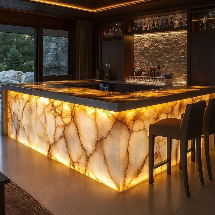 Natural stone bar counter design ideas