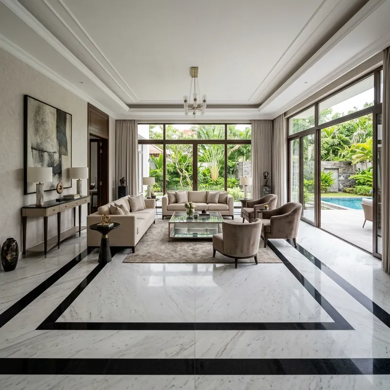 Classic double frame modern marble floor border design