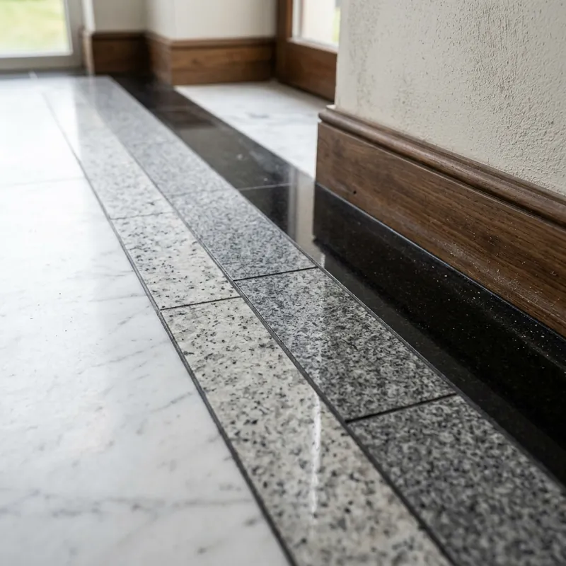 Triple band transition marble floor border design