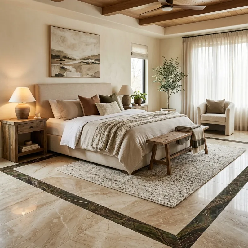 Two tone soft contrast marble floor border design