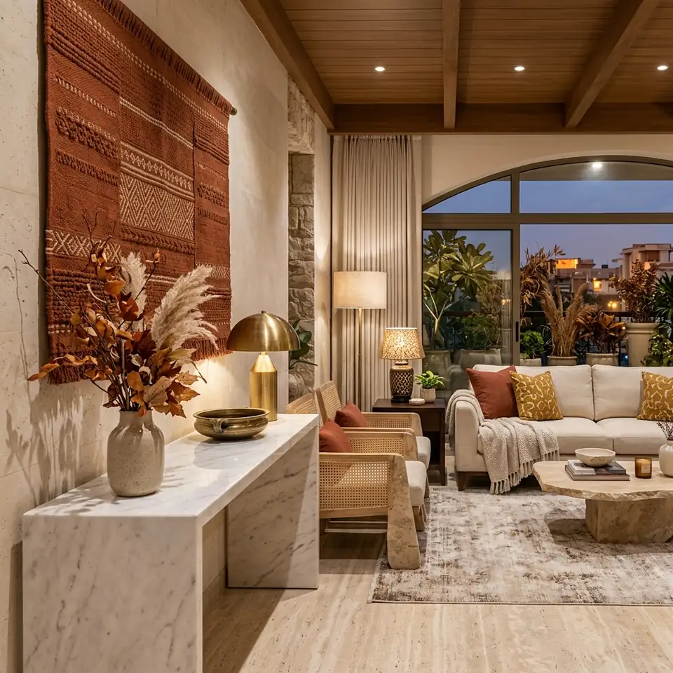 Muted sage and cream checkerboard floor design representing fall interior design trends