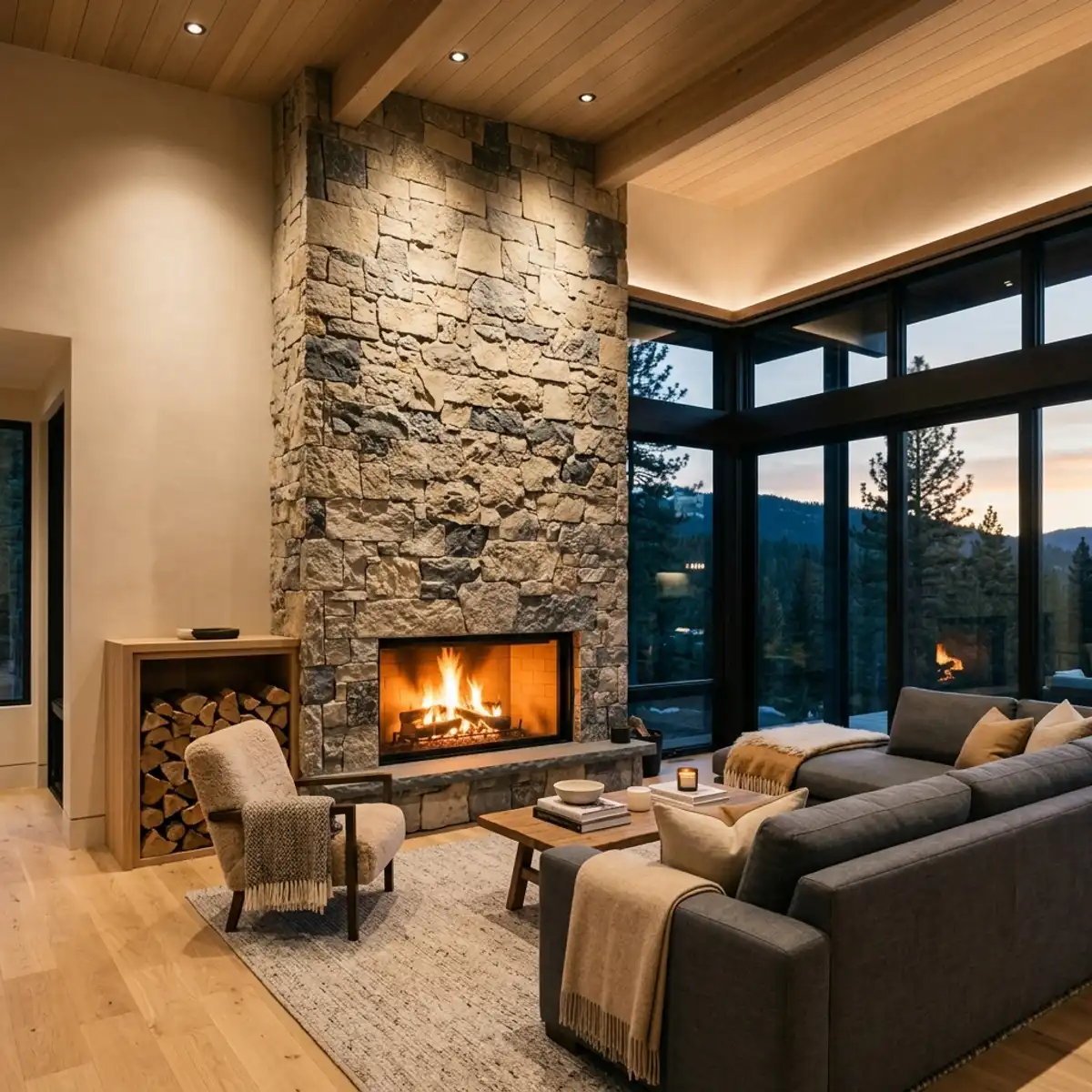 Monolithic Black Marquina marble fireplace and feature wall with crisp white lightning veining