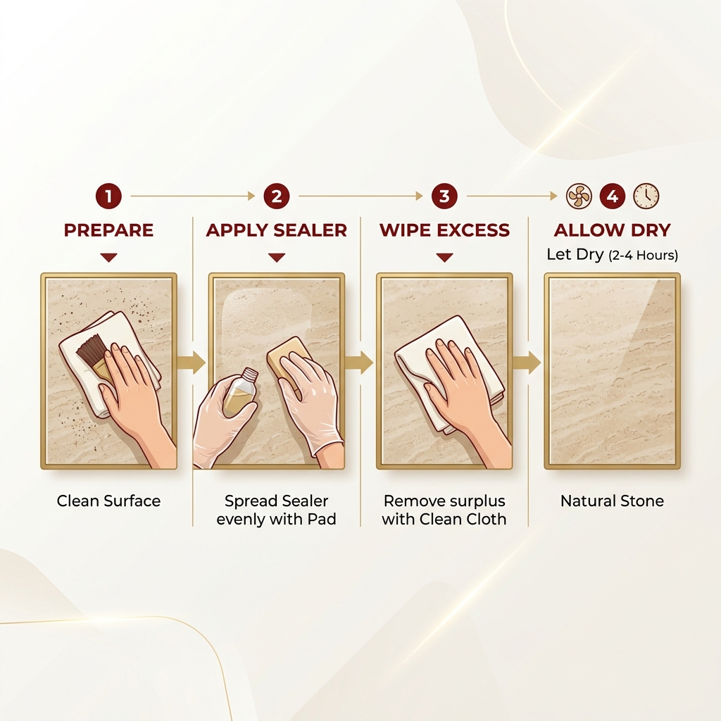 infographic detailing the benefits and schedule for sealing stone panels in residential architecture