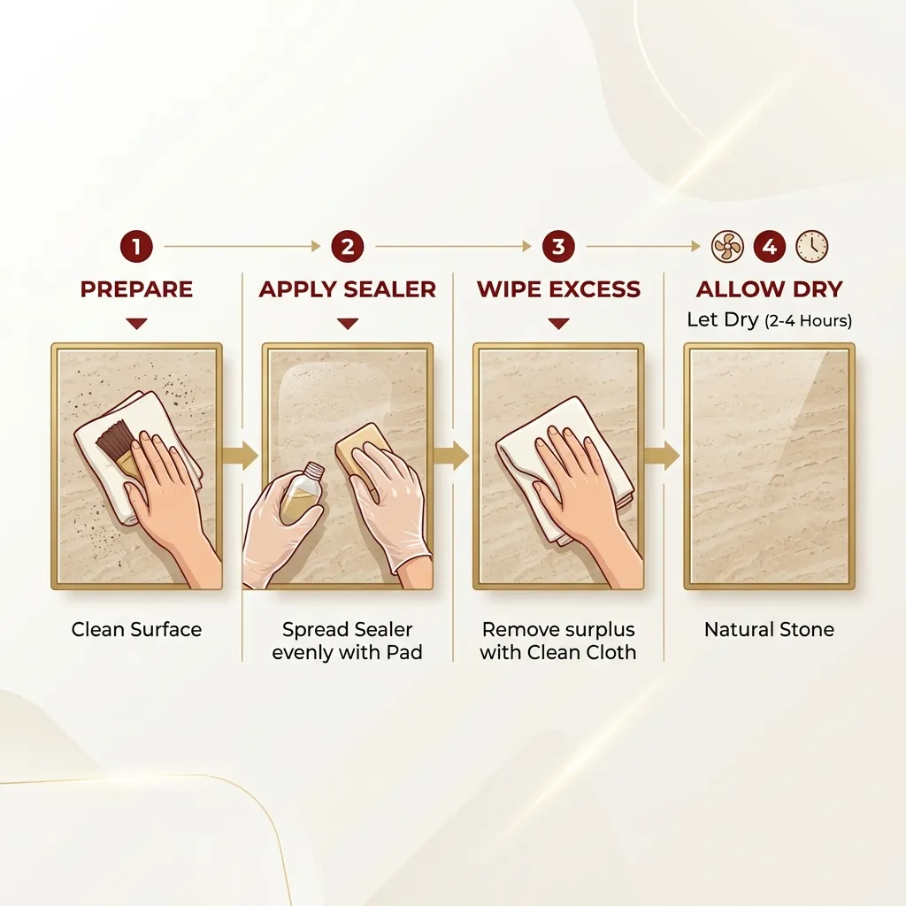infographic detailing the benefits and schedule for sealing stone panels in residential architecture