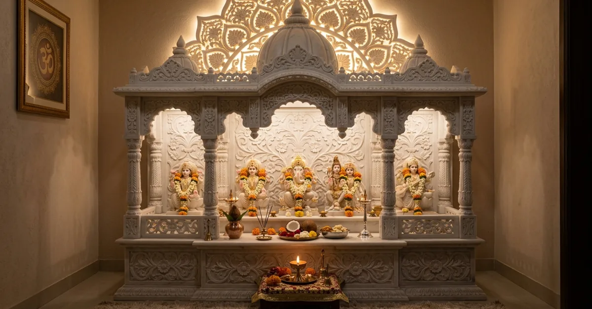white marble mandir for home